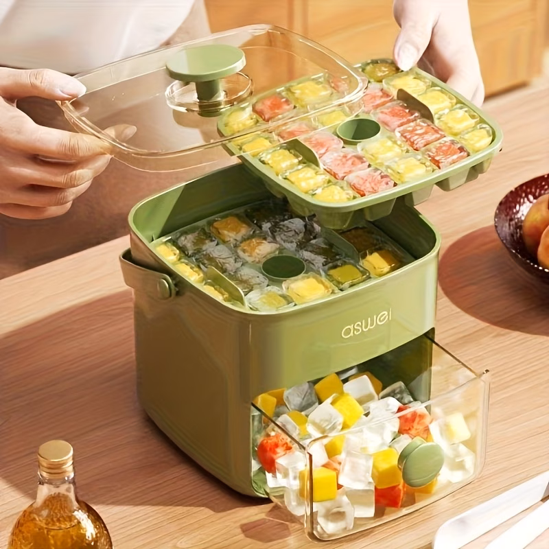 Shoppy Double-Layer 48-Ice-Cube Tray – Easy-Press Ice Mold, Large Capacity, Food-Grade Plastic for Refrigerator Shoppy double layer ice cube tray 48 cubes