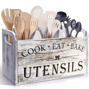 Shoppy wooden utensil organizer extra large 3 compartment