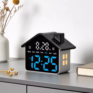 Shoppy house shaped LED alarm clock