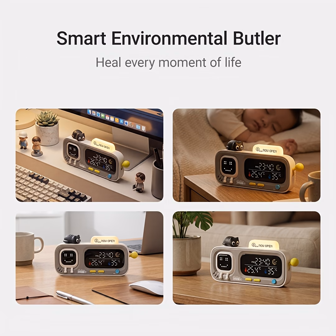 Shoppy Hydration Reminder Clock – Thermometer & Hygrometer with Water Drinking Alarm for Office Desk Shoppy hydration reminder clock with water alarm