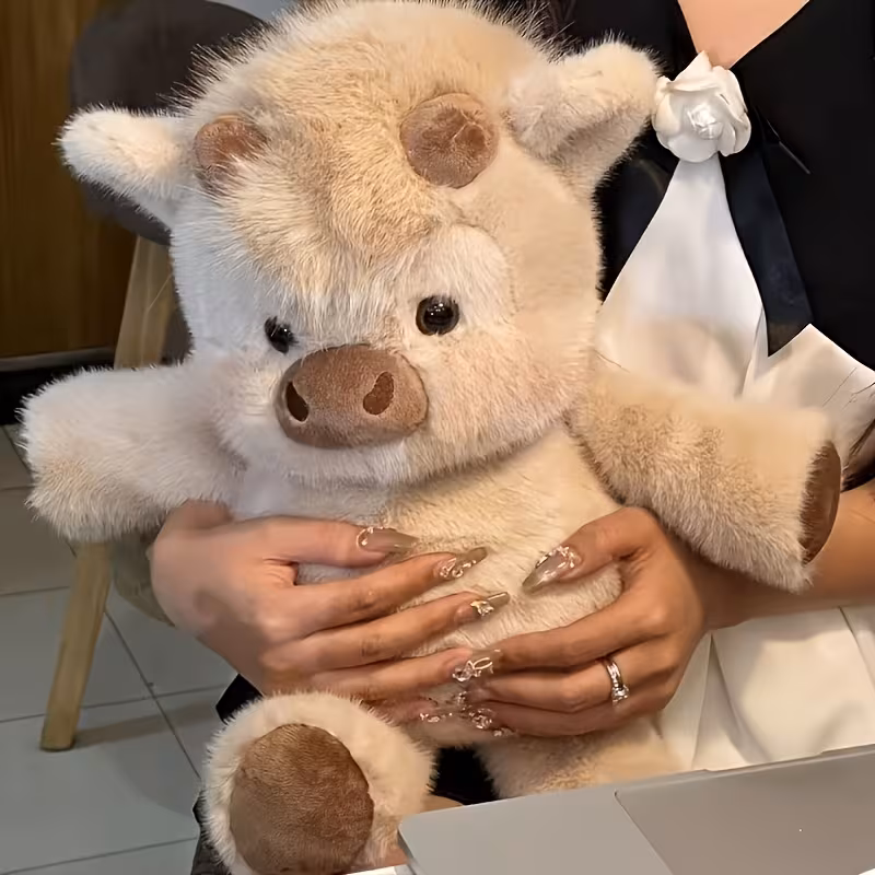 Shoppy Kawaii Highland Cow Stuffed Animal – 40cm Soft Plush Toy, Cute Pink & Light Brown, Perfect Valentine's Day Gift for Girls Shoppy kawaii highland cow stuffed animal plush