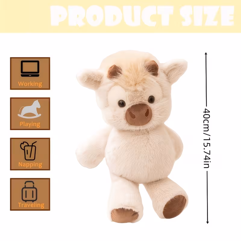Shoppy Kawaii Highland Cow Stuffed Animal – 40cm Soft Plush Toy, Cute Pink & Light Brown, Perfect Valentine's Day Gift for Girls Shoppy kawaii highland cow stuffed animal plush