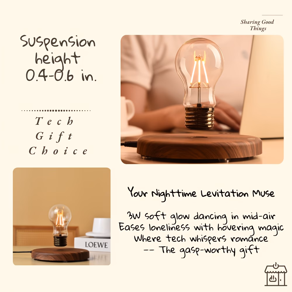 Shoppy Levitating Light Bulb Lamp – Magnetic Floating Night Light, Unique Desk Lamp for Bedroom, Father's Day Gift Shoppy levitating light bulb lamp magnetic