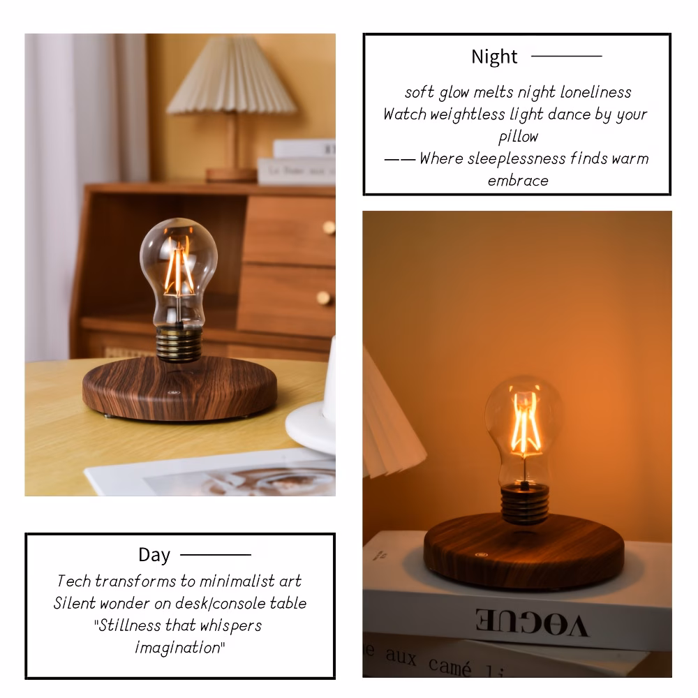 Shoppy Levitating Light Bulb Lamp – Magnetic Floating Night Light, Unique Desk Lamp for Bedroom, Father's Day Gift Shoppy levitating light bulb lamp magnetic