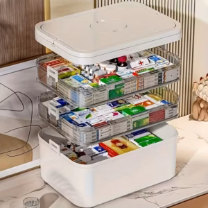 Shoppy large capacity medicine storage box with dividers