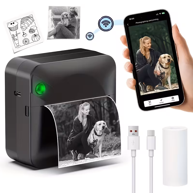 Shoppy Micro Pocket Thermal Printer – Inkless Sticker Printer, Wireless, Portable for Photos, Diaries, Notes & Memos Shoppy pocket thermal printer inkless sticker