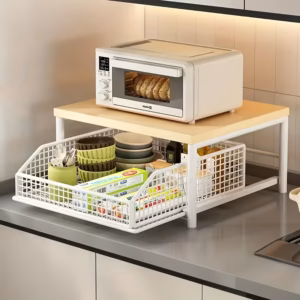 Shoppy microwave stand with storage drawer stainless steel