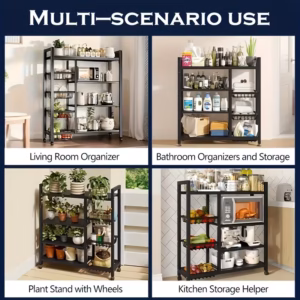 Shoppy movable storage rack with wire baskets