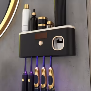 Shoppy smart toothbrush organizer with automatic dispenser