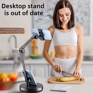 Shoppy Sturdy Metal Adjustable Stand for Phones & Tablets – Heavy-Duty Iron Desktop Holder, Multi-Angle for Live Streaming, Video Recording & Online Classes Shoppy sturdy iron adjustable phone tablet stand
