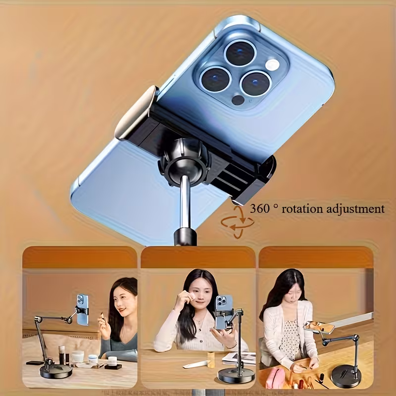 Shoppy Sturdy Metal Adjustable Stand for Phones & Tablets – Heavy-Duty Iron Desktop Holder, Multi-Angle for Live Streaming, Video Recording & Online Classes Shoppy sturdy iron adjustable phone tablet stand