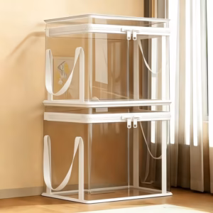 Shoppy transparent pvc zipper storage boxes stackable