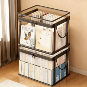 Shoppy transparent pvc zipper storage boxes stackable