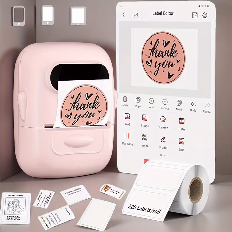Shoppy Wireless Thermal Label Maker – No Ink Required, Multiple Templates, Portable for Storage, Organization & School Shoppy wireless thermal label maker no ink