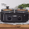 Shoppy 2-Pot 1.25QT Slow Cooker Buffet Server – Dual Ceramic Pots with Adjustable Temp, Stainless Steel Warmer for Parties & Family Meals Shoppy 2 pot slow cooker buffet server warmer