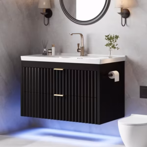 Shoppy floating bathroom vanity with sink and LED