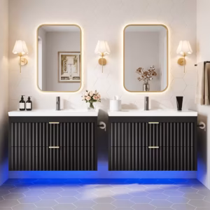 Shoppy floating bathroom vanity with sink and LED
