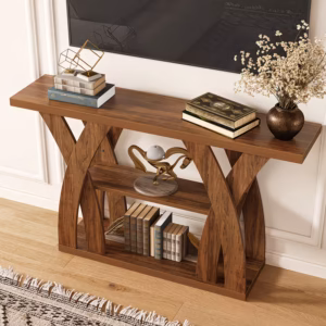 Shoppy rustic console table with x shaped legs