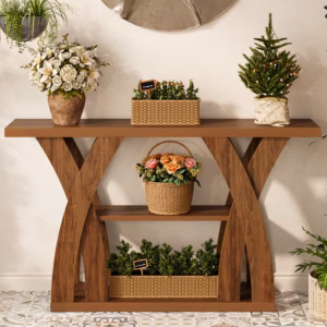 Shoppy rustic console table with x shaped legs
