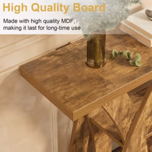 Shoppy 55" Wooden Rustic Console Table – X-Shaped Legs, 2-Tier Shelf, Multifunctional Storage for Living Room, Corridor & Entrance Hall Shoppy rustic console table with x shaped legs