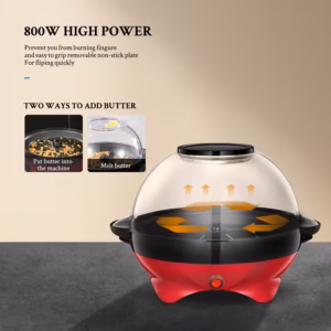 Shoppy 800W Popcorn Machine – 6-Quart Electric Popcorn Popper with Nonstick Plate, Quick-Heat Technology & Cool-Touch Handles Shoppy electric popcorn machine 6 quart