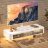 Shoppy Versatile Acrylic Monitor Riser – Adjustable Height, Dual Drawers & Open Shelf, Cable Management Desktop Organizer Shoppy adjustable acrylic monitor riser with drawers