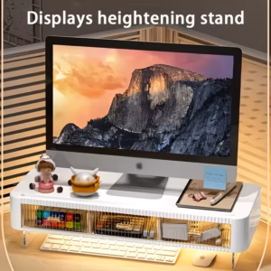 Shoppy adjustable acrylic monitor riser with drawers