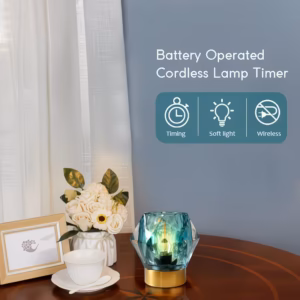 Shoppy battery operated cordless table lamp with timer