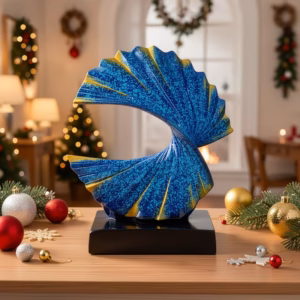 Shoppy blue wave sculpture ornament desktop resin