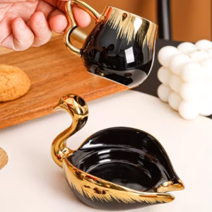 Shoppy ceramic coffee cup with saucer set elegant gift