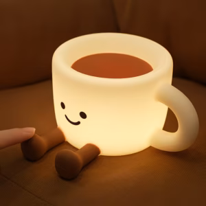 Shoppy cute coffee cup shaped tap lamp soft night light