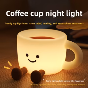 Shoppy cute coffee cup shaped tap lamp soft night light