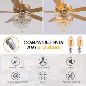 Shoppy crystal ceiling fan fandelier with lights