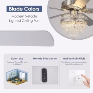 Shoppy crystal ceiling fan fandelier with lights