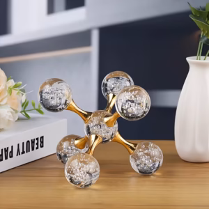 Shoppy Crystal Molecular Structure Sculpture – Geometric Desk Decor, Contemporary Art Ornament for Home & Office Shoppy crystal molecular structure sculpture decor