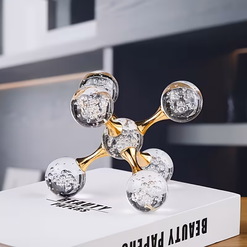 Shoppy Crystal Molecular Structure Sculpture – Geometric Desk Decor, Contemporary Art Ornament for Home & Office Shoppy crystal molecular structure sculpture decor