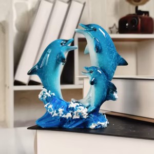 Shoppy dolphin jumping out of the sea resin ornament