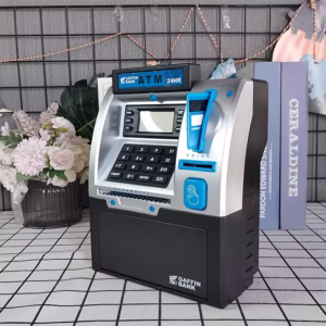 Shoppy electronic money bank with debit card and cash scanner