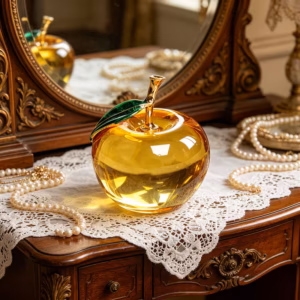 Shoppy handcrafted crystal glass apple ornament contemporary sculpture