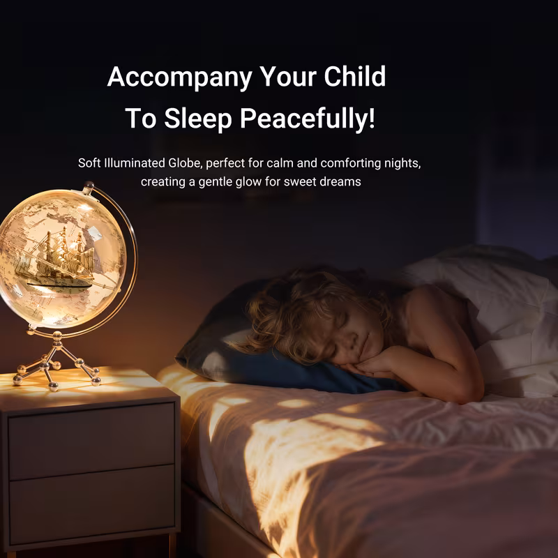 Shoppy LED Illuminated Earth Globe – 7.87" Warm White Light, Clear Acrylic Sphere with Detailed World Map, Metal Stand, Home & Office Decor Gift Shoppy LED illuminated Earth globe with metal stand