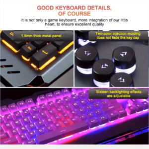 Shoppy Mechanical Feel Gaming Keyboard – RGB Backlit Wired Keyboard with 16 Modes, Anti-Ghosting, Ergonomic Hand Rest for PC Desktop Shoppy mechanical feel gaming keyboard rgb backlit wired