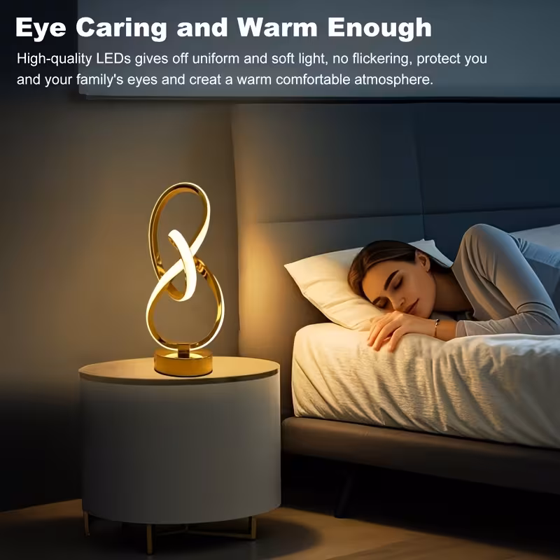 Shoppy Modern Spiral USB Desk Lamp – 3 Color Temperatures, Artistic Metal Table Lamp for Bedroom, Living Room & Study Shoppy modern spiral USB desk lamp