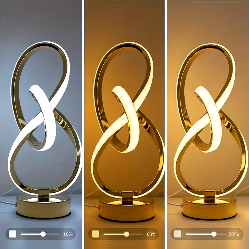 Shoppy Modern Spiral USB Desk Lamp – 3 Color Temperatures, Artistic Metal Table Lamp for Bedroom, Living Room & Study Shoppy modern spiral USB desk lamp
