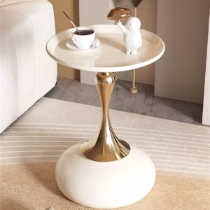 Shoppy round side table slim waist metal