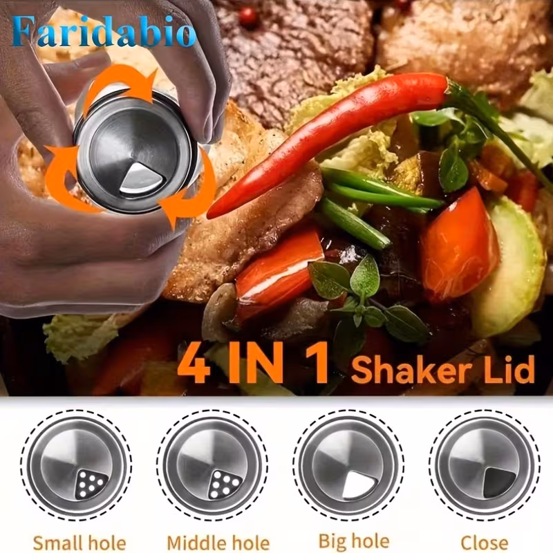 Shoppy 7pcs Swivel Base Spice Shaker Set – 360° Rotating Rack with 6 Glass Bottles for Salt, Pepper & Sugar Shoppy swivel base spice shaker set 7 pieces