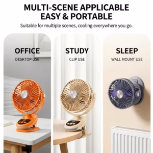 Shoppy ultra quiet oscillating clip fan USB rechargeable