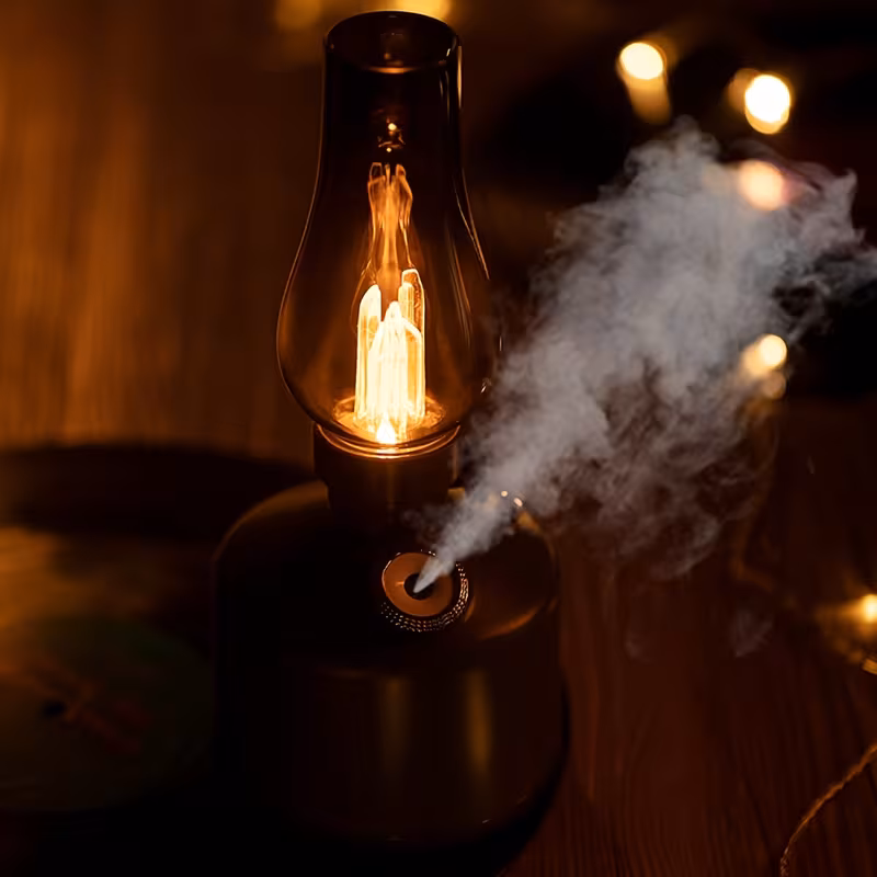 Shoppy Vintage Aroma Diffuser with Desk Lamp – Kerosene Lamp Design, White Noise Humidifier, 6.76oz Capacity for Sleep & Relaxation Shoppy vintage aroma diffuser with lamp