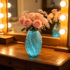 Shoppy Wave Mouth Luminous Handmade Glass Vase – Desktop Propagation Station, Plant Holder for Home & Wedding Decor - Image 4