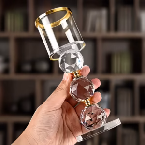 Shoppy windproof glass candlestick tea lamp stand set
