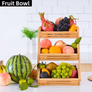 Shoppy wooden fruit basket stand 2 tier 3 tier countertop organizer
